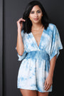 Tie Dye V-Neck Dolman Sleeves Smocked Romper