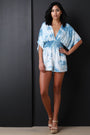 Tie Dye V-Neck Dolman Sleeves Smocked Romper