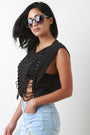 Grommet Lace Up Sleeveless Crop Top