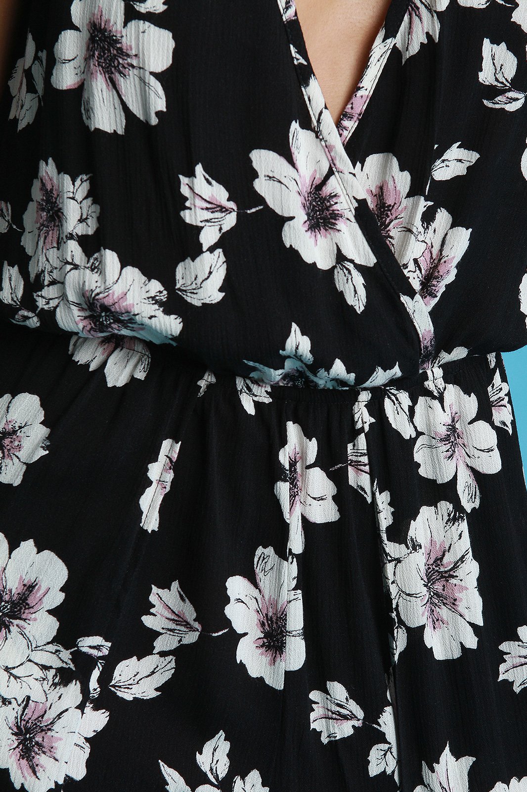 Plunging V-Neck Halter Floral Romper Maxi Dress