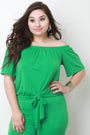 Off The Shoulder Self-Tie Hem Top