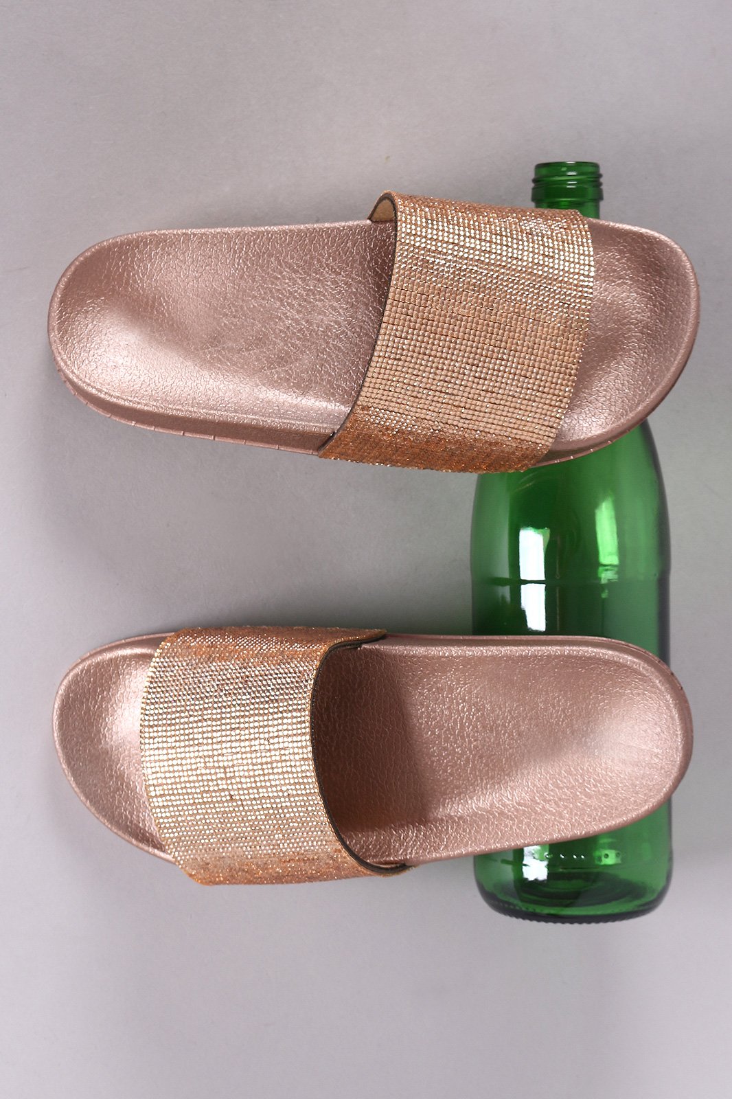 Rhinestone Embellished Open Toe Slide Sandal