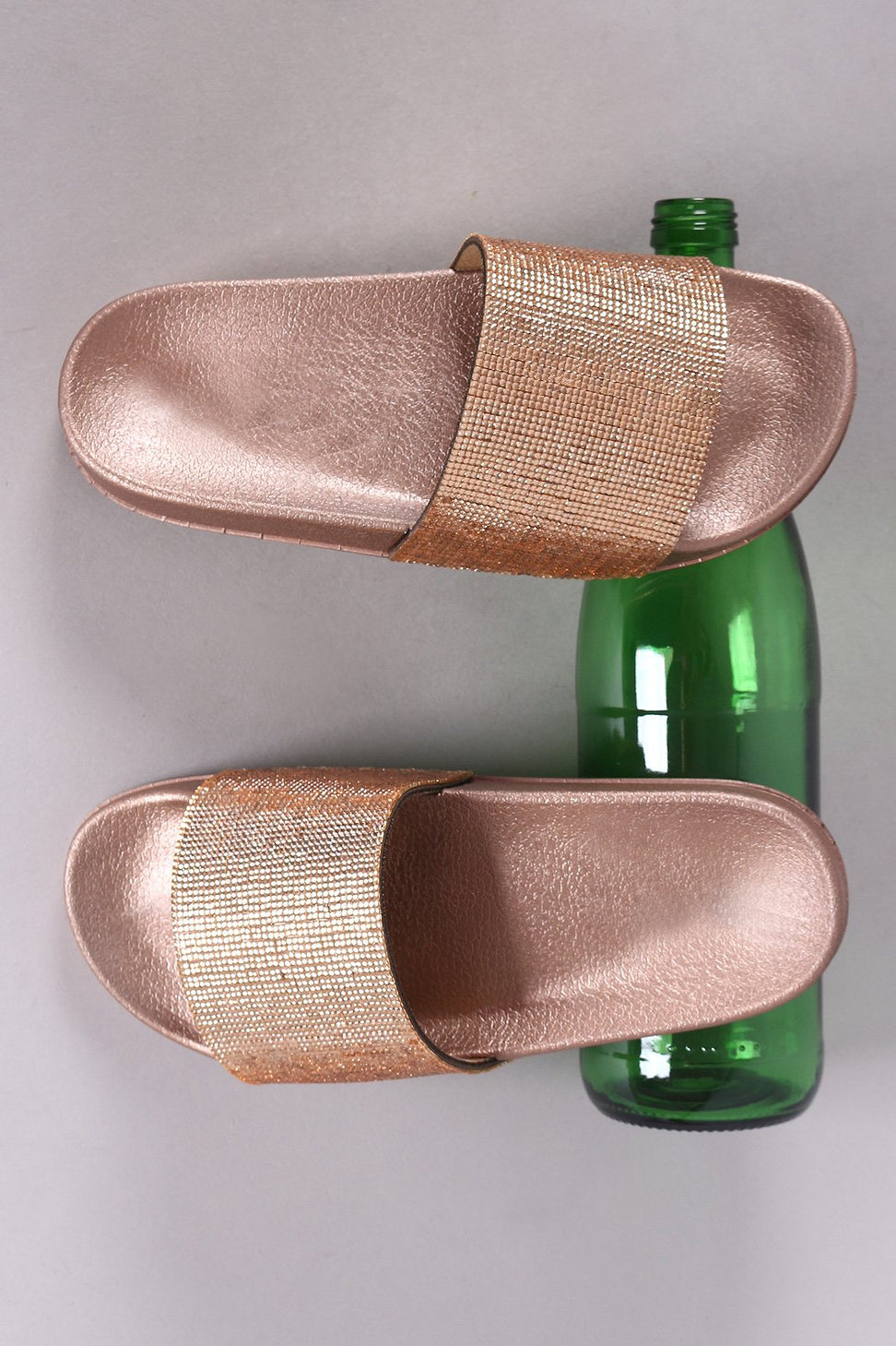 Rhinestone Embellished Open Toe Slide Sandal