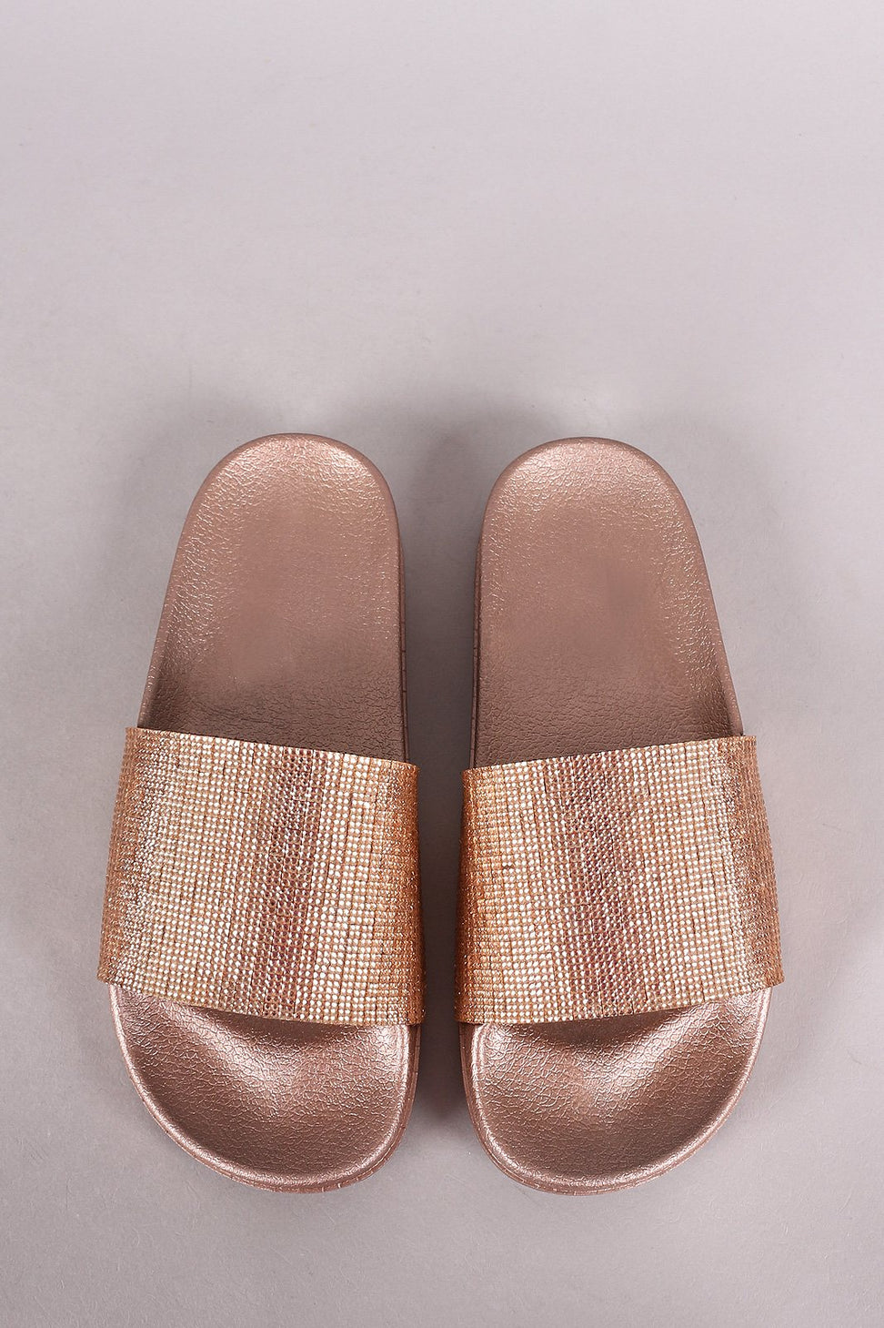 Rhinestone Embellished Open Toe Slide Sandal