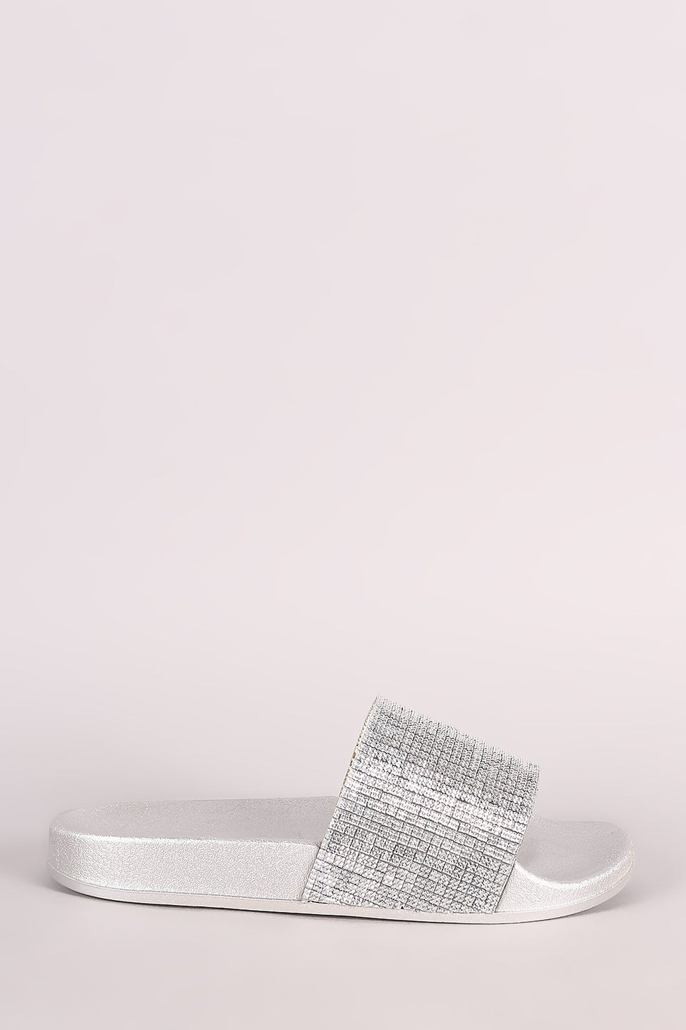 Rhinestone Embellished Open Toe Slide Sandal