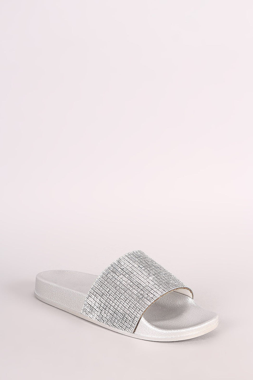 Rhinestone Embellished Open Toe Slide Sandal