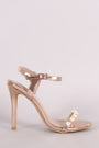 Shoe Republic LA Metallic Open Toe Faux Pearl Stiletto Heel