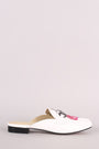 Embroidered Floral Horsebit Mule Flat