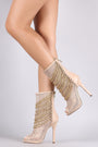 Liliana Chain Accents Netted Mesh Stiletto Boots