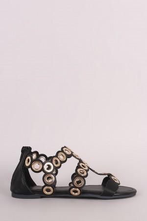 Liliana Strappy Grommet Gladiator Flat Sandal - NoveltyOne