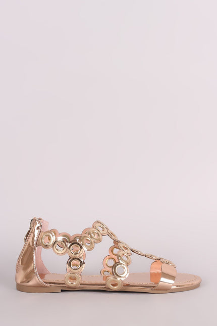 Liliana Patent Strappy Grommet Gladiator Flat Sandal - NoveltyOne