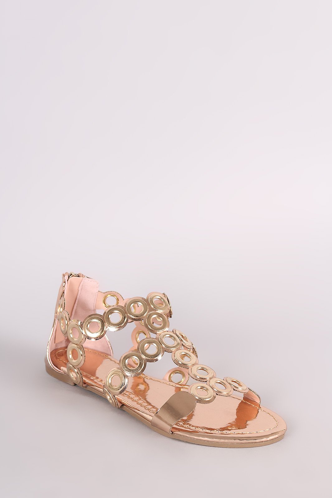 Liliana Patent Strappy Grommet Gladiator Flat Sandal - NoveltyOne