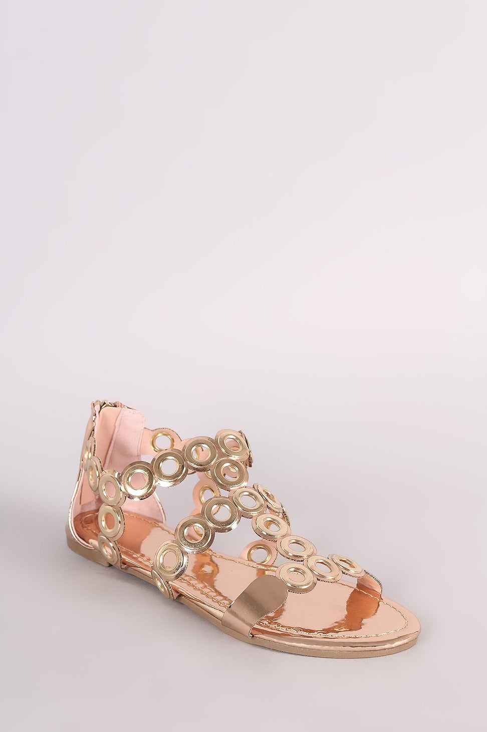 Liliana Patent Strappy Grommet Gladiator Flat Sandal - NoveltyOne