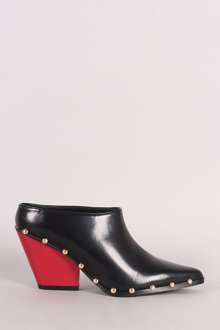 Studded Chunky Heeled Mule Clog