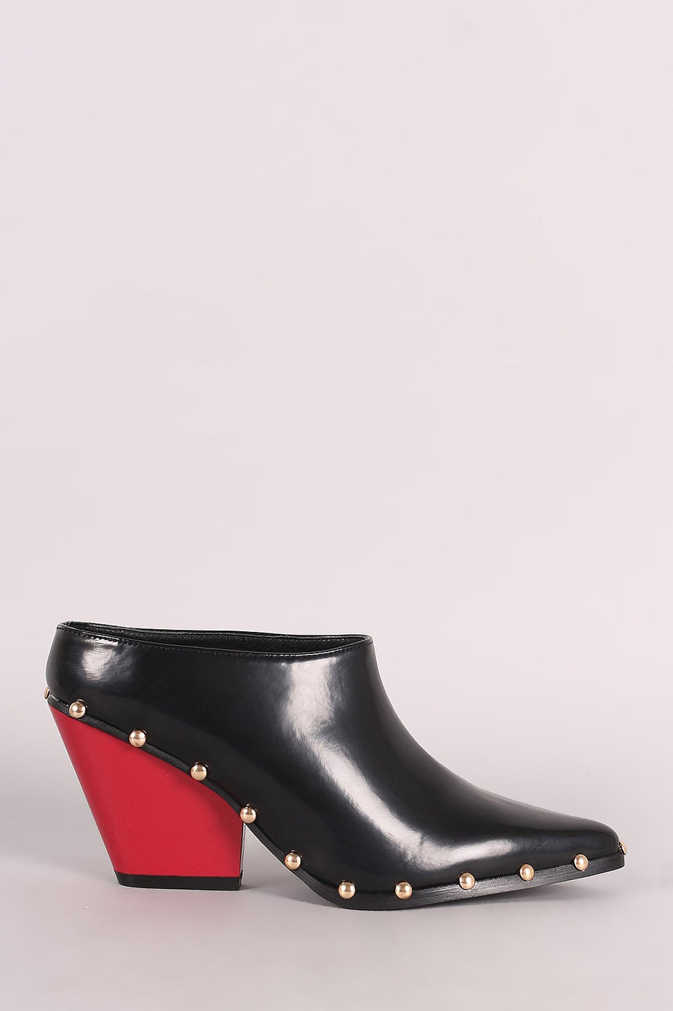 Studded Chunky Heeled Mule Clog