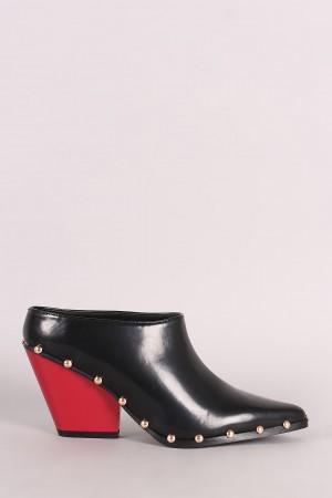 Studded Chunky Heeled Mule Clog