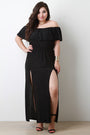 Bardot Ruffled Tiered Double Slit Maxi Dress