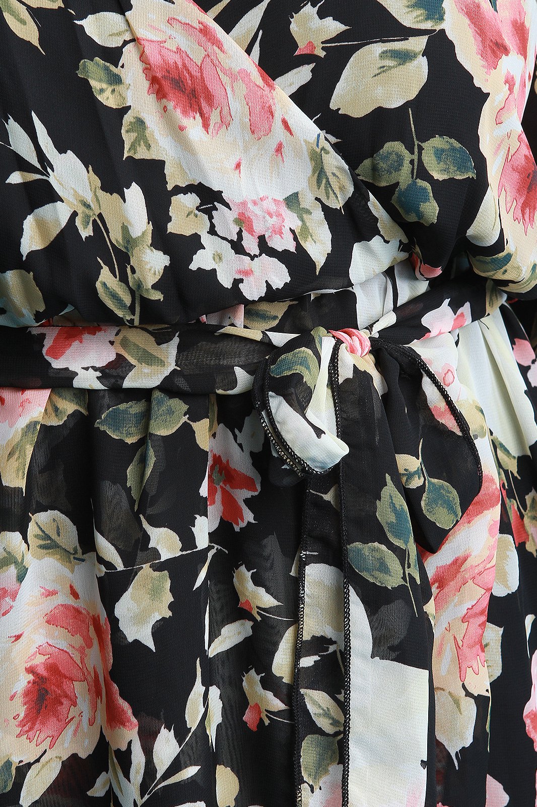 Surplice Floral Chiffon Mesh Tulip Maxi Dress