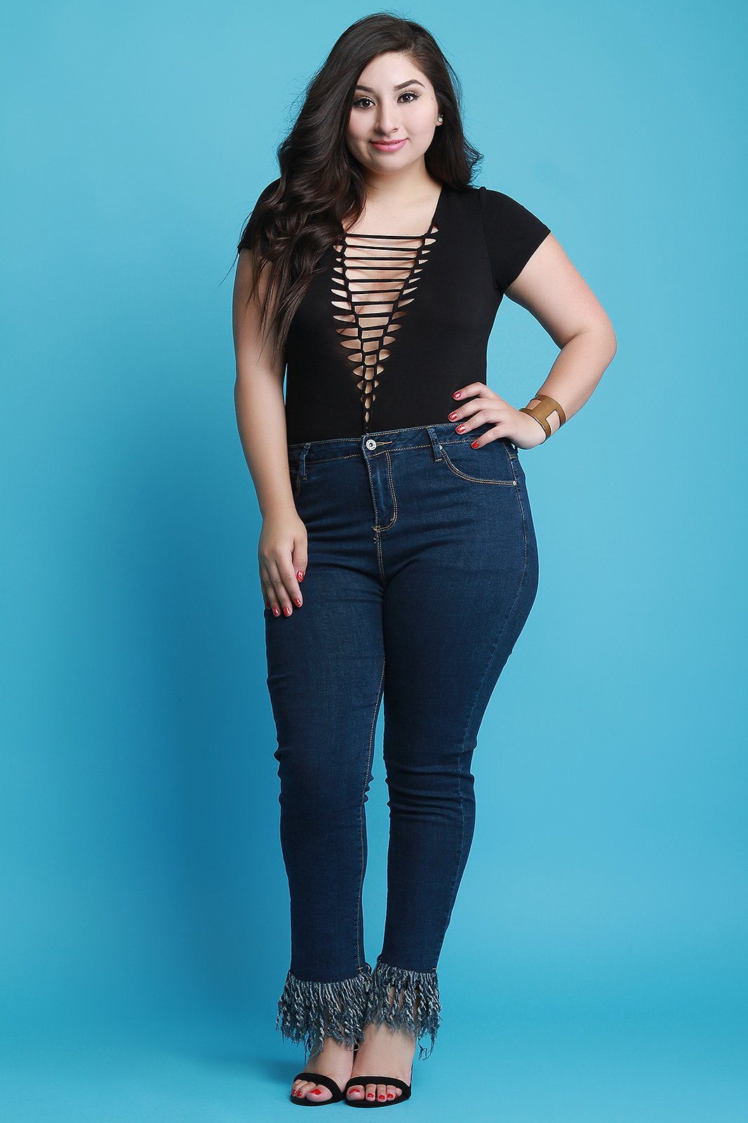 Jersey Knit Braided Cutout Short Sleeve Bodysuit