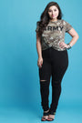 Army Camouflage Knotted Hem Top