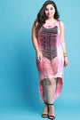 Tie-Dye Center Slit High Low Cover-Up Dress