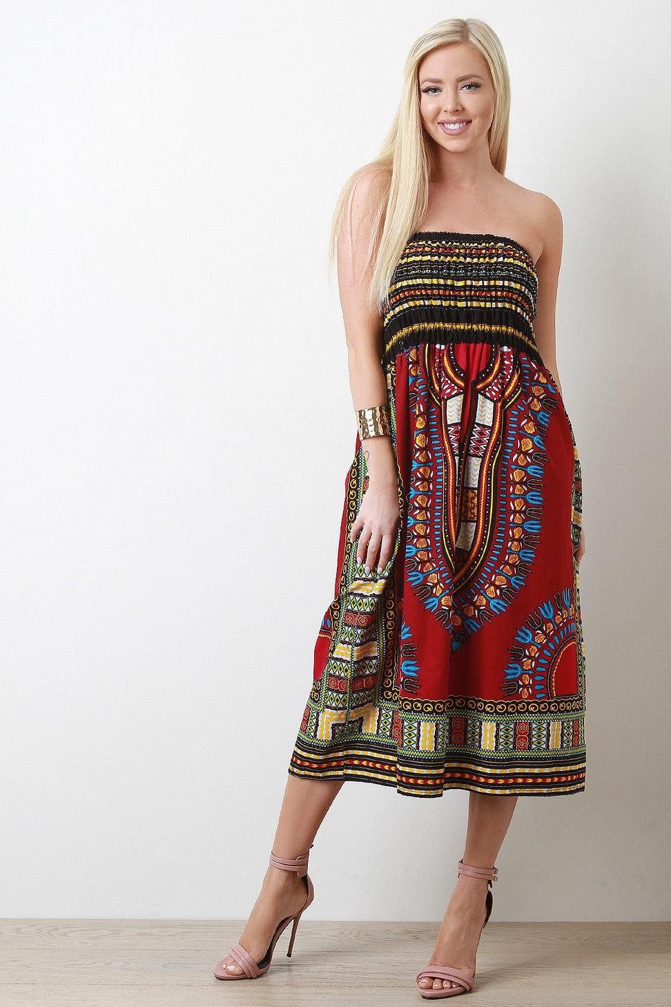 Dashiki Print Smock Tube Dress