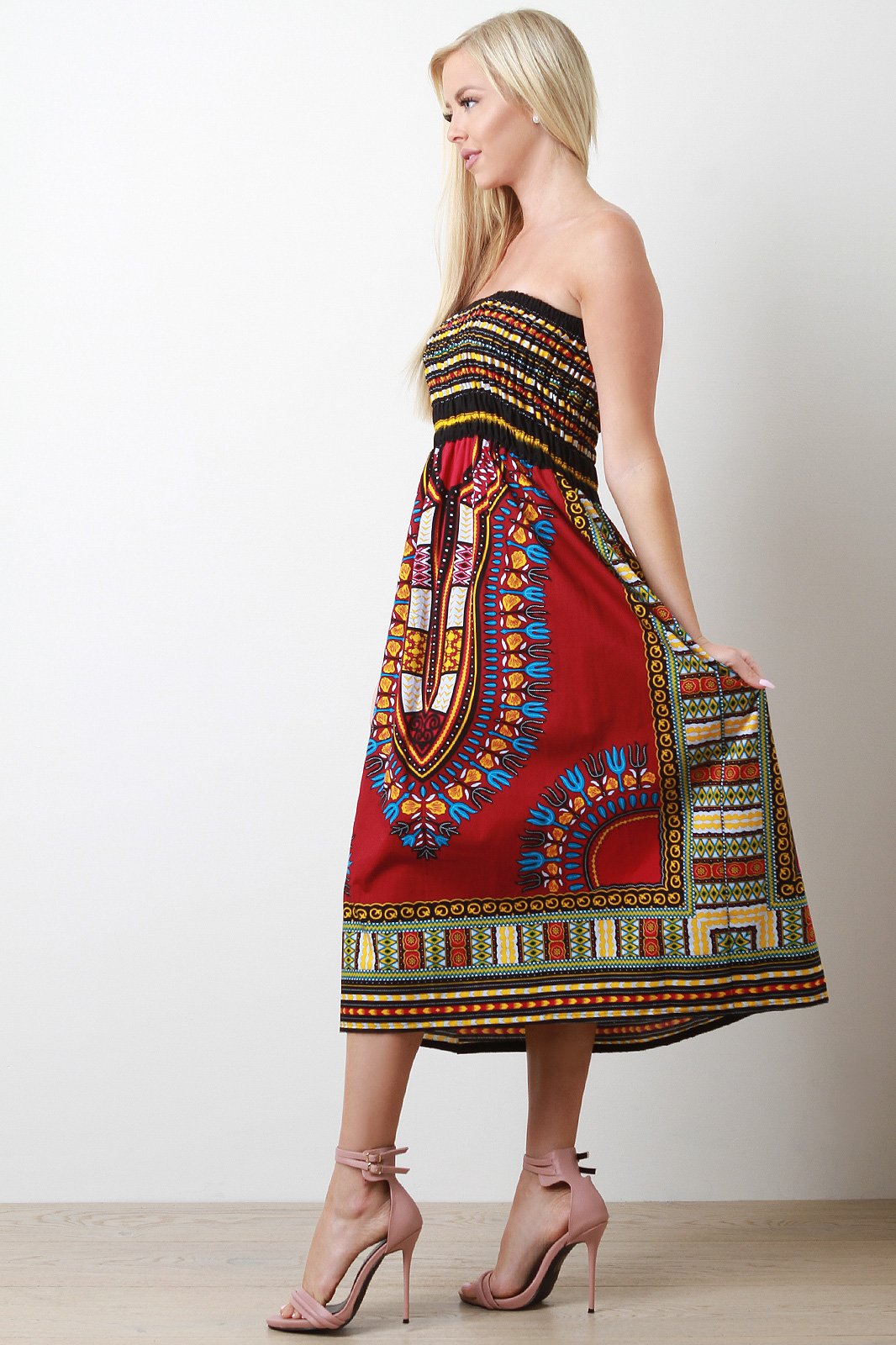 Dashiki Print Smock Tube Dress