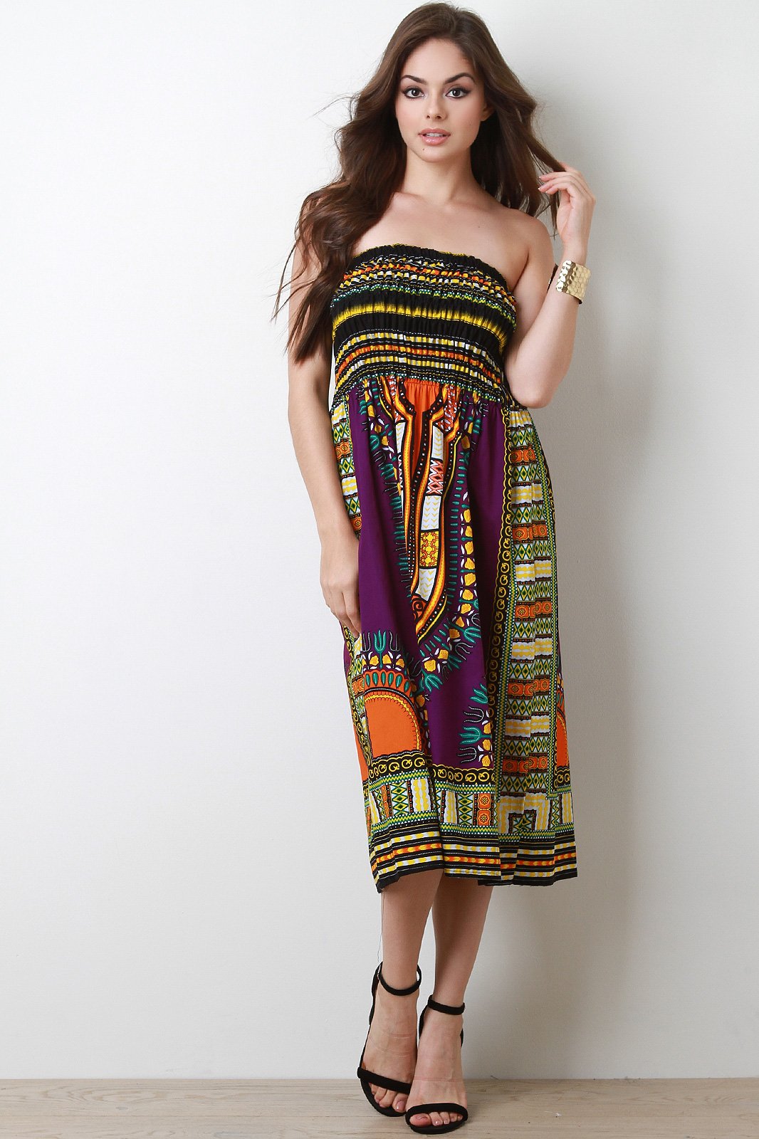 Dashiki Print Smock Tube Dress