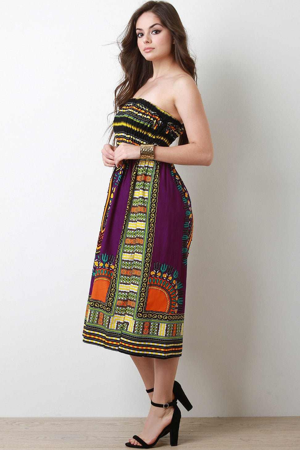 Dashiki Print Smock Tube Dress