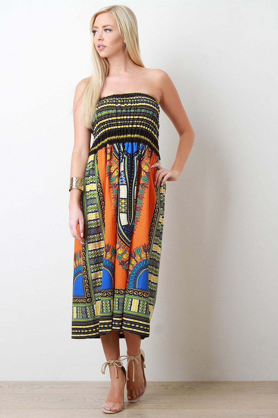 Dashiki Print Smock Tube Dress
