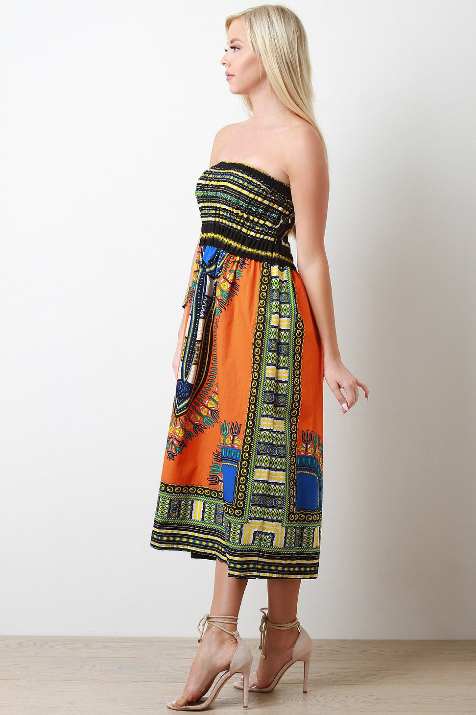 Dashiki Print Smock Tube Dress