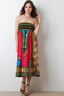 Empire Dashiki Print Smock Tube Dress