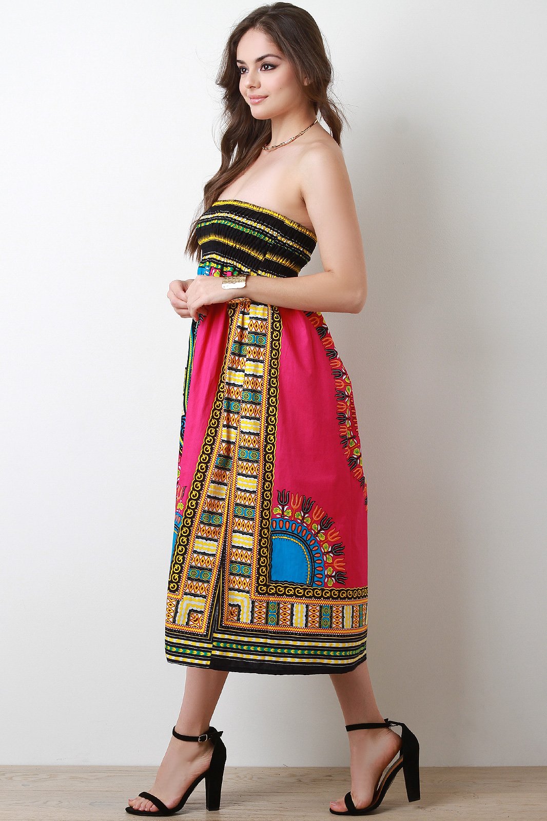 Empire Dashiki Print Smock Tube Dress