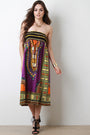 Empire Dashiki Print Smock Tube Dress