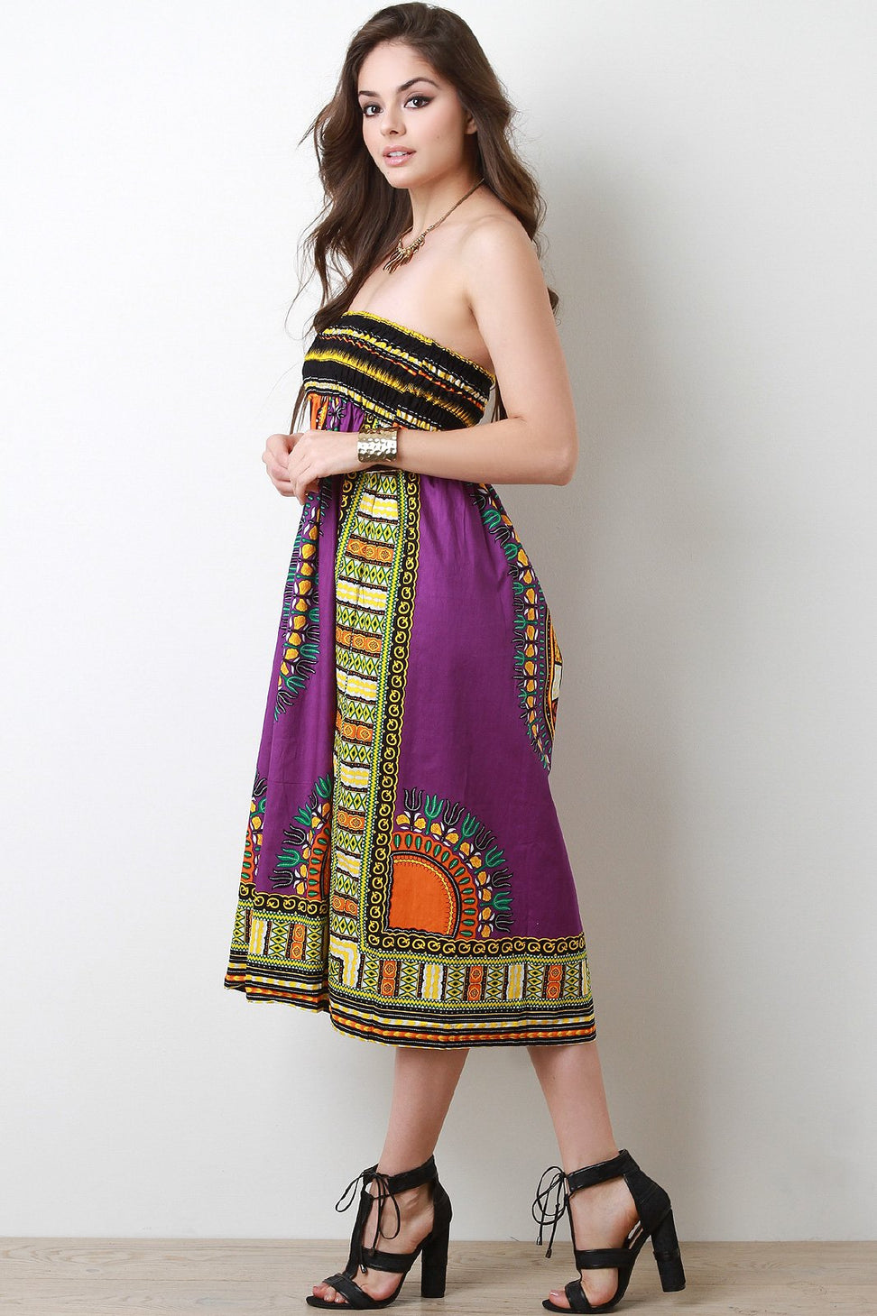 Empire Dashiki Print Smock Tube Dress