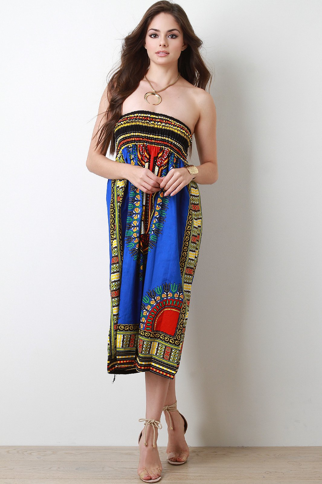 Empire Dashiki Print Smock Tube Dress