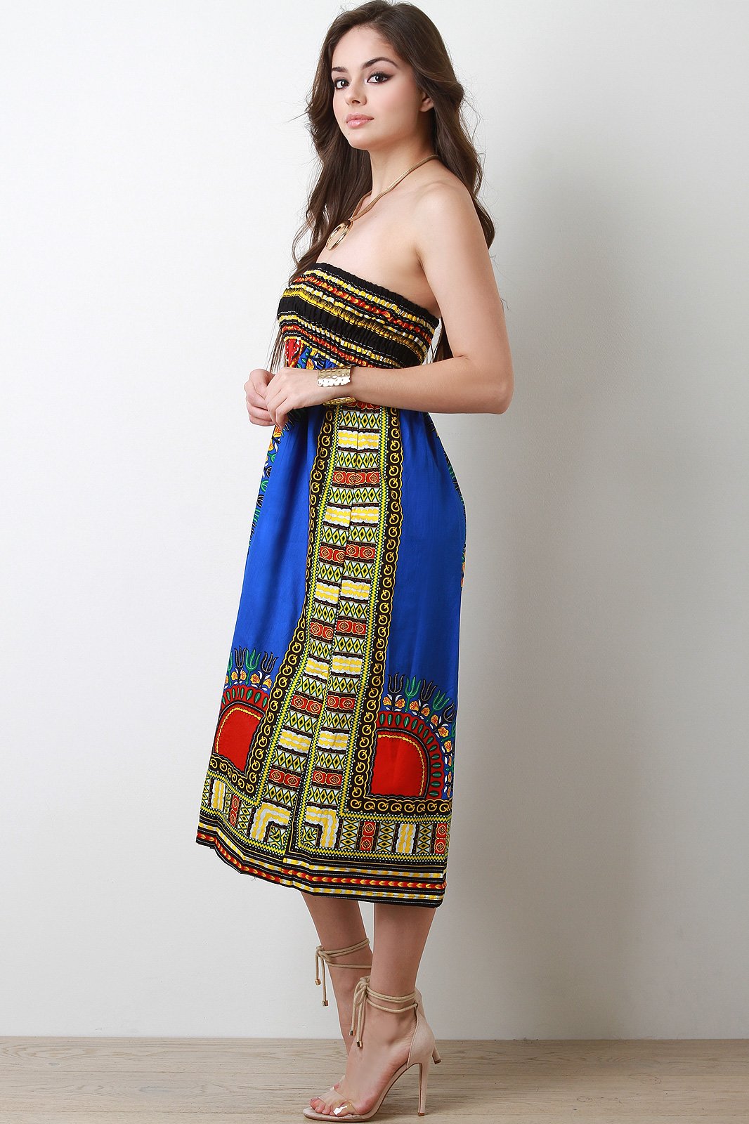 Empire Dashiki Print Smock Tube Dress