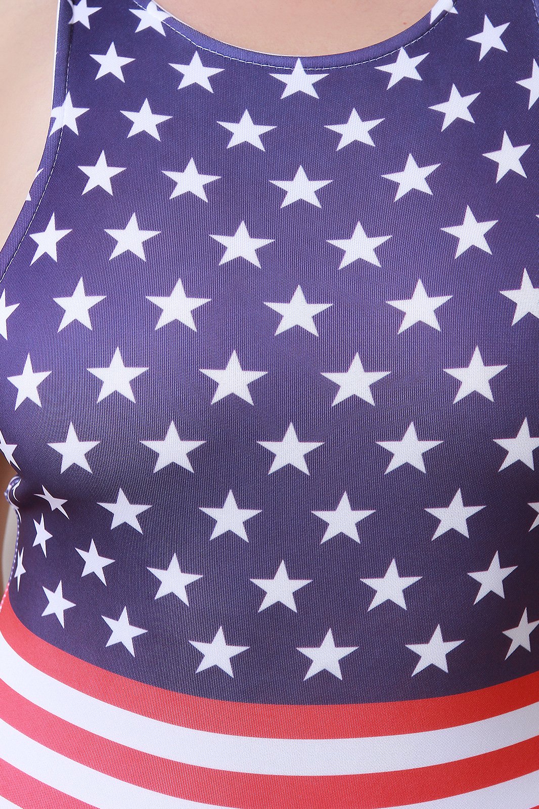 American Flag Round Neck One Piece Swimsuit