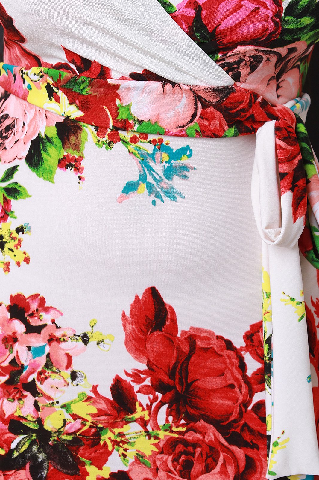 Floral Three Quarter Sleeve Surplice Fitted Maxi Dress