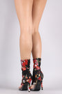 Floral Elastane Clear Inset Peep Toe Stiletto Boots - NoveltyOne