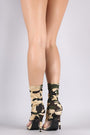 Camouflage Clear Inset Peep Toe Stiletto Boots
