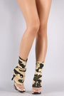 Camouflage Clear Inset Peep Toe Stiletto Boots