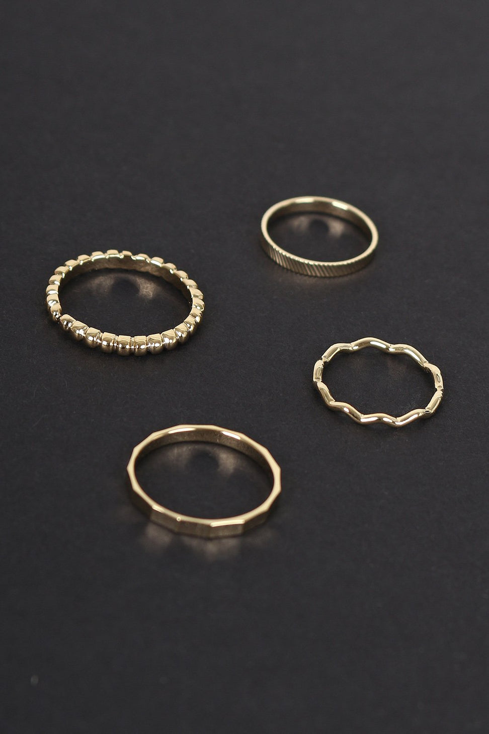 Wavy Beaded Ring Set