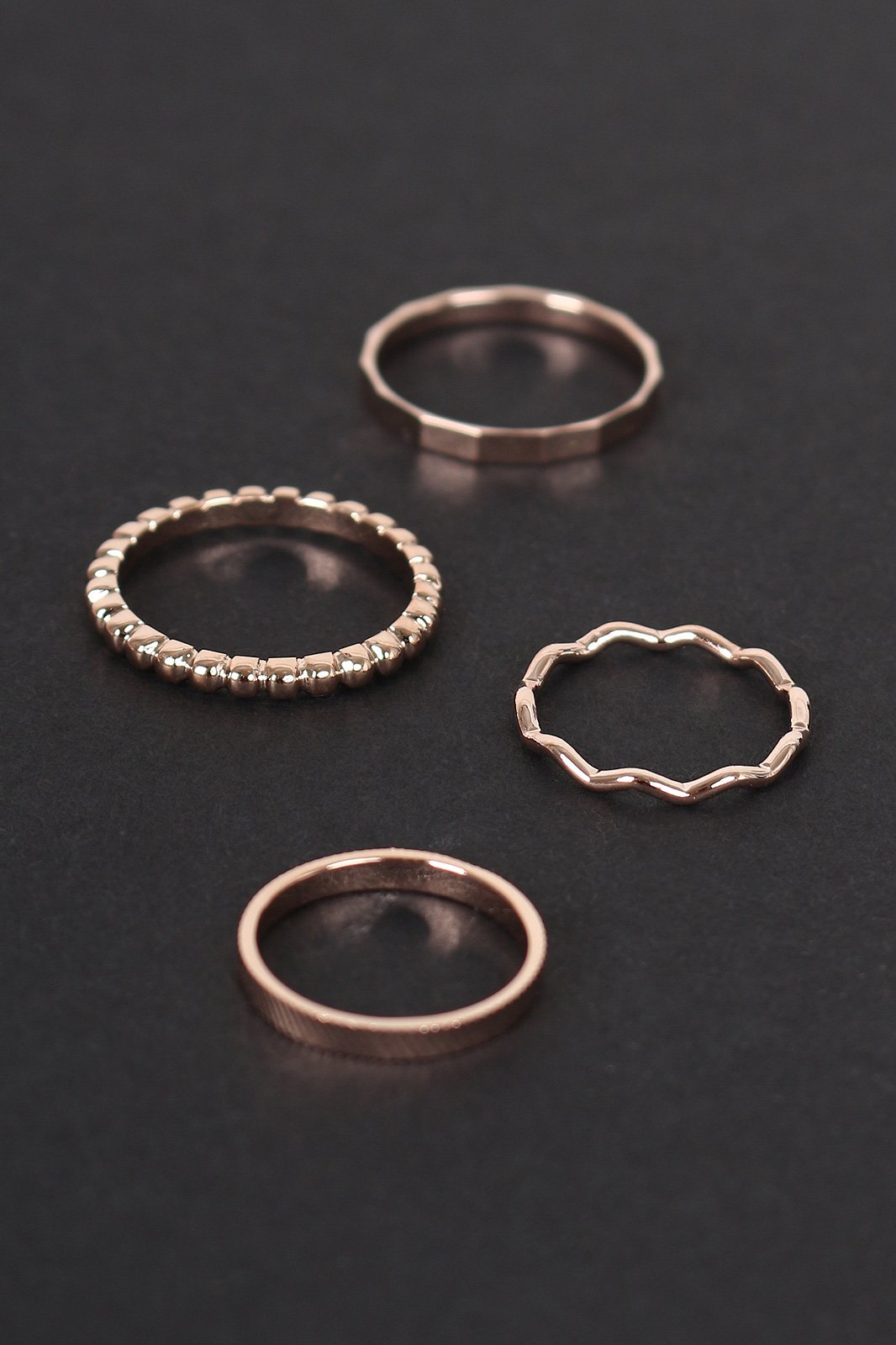 Textured Beaded Ring Set