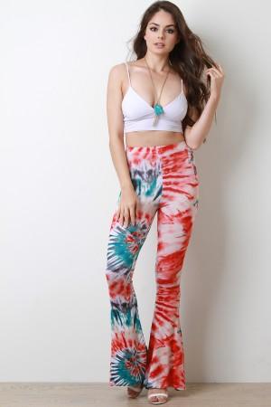 Twisted Tie-Dye Flare Pants