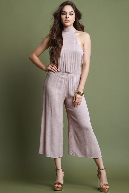 Chevron Knit Cutaway Goucho Jumpsuit
