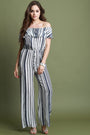 Flutter Bardot Striped Palazzo Jumpsuit - NoveltyOne