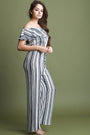 Flutter Bardot Striped Palazzo Jumpsuit - NoveltyOne