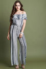 Flutter Bardot Striped Palazzo Jumpsuit - NoveltyOne