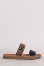 Bamboo Double Band Beadwork Slide Sandal